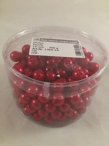 Perles rouge 14 mm. 210 st.